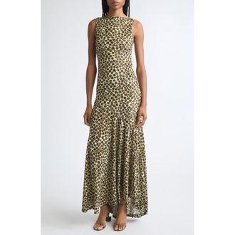 Siedres Fens Open Back Velvet Devor&eacute; Maxi Dress in Black Multi at Nordstrom, Size X-Small