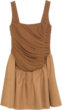 Abadia Ruched Detail Brown Ochre Kaya Mini Dress