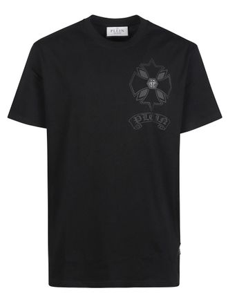 Philipp Plein Black Crewneck Logo Crest T-Shirt