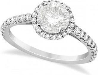 Allurez Halo Moissanite Engagement Ring Diamond Accents 18k White Gold 1.25ct