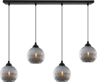 OEM L&aacute;mpara Colgante Riffle Negra 4 Planas Forma Grafito Bolas E27