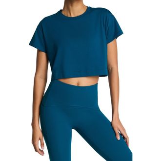 Spanx Supernaturals Crop T-Shirt in Deep Cove at Nordstrom, Size X-Small