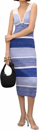 Toccin Sadie Sleeveless Striped Midi Dress In Navy Multi
