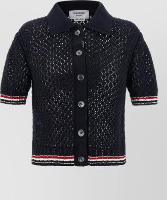 Thom Browne hector pointelle knit polo short sleeves