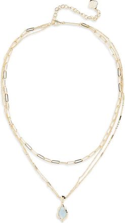 Kendra Scott Adriana Scallop Multistrand Necklace in Gold Sky Blue Abalone at Nordstrom