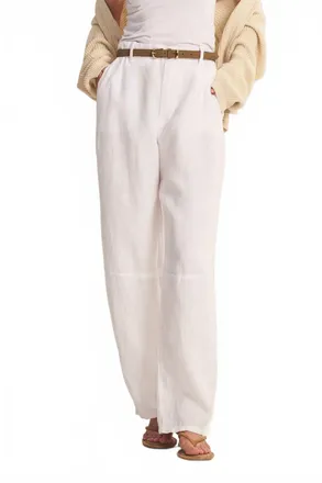 Velvet Taylor Linen Pant In White