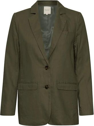 Part Two Linnen blazer jas met knopen - Dames - Blazers - Groen - S - Linnen - Jassen