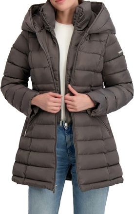Shelli Segal Quarter Bibbed Puffer Jacket in Storm Grey at Nordstrom Rack, Size Large