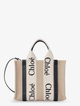Chlo&eacute; Womens Crossbody Bag Linen And Leather Beige Linen-Leather Shoulder Linen/leather