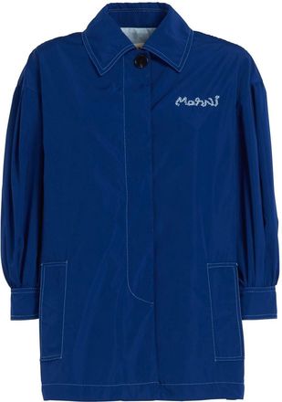 Marni logo-embroidered jacket - women - Polyester - 44 - Blue