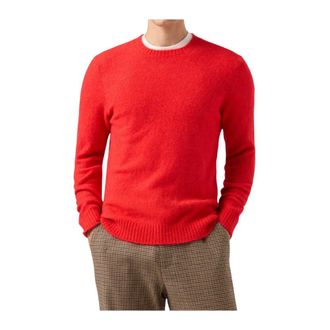 MC2 Saint Barth Round-neck Knitwear, male, Red, L, White Crew Neck Jumper with Logo