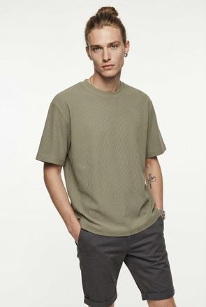 Jack & Jones Rundhalsshirt JACK & JONES JJEHARRISON STRUCTURE TEE SS O-NECK LN, Herren, Gr. XXL, vetiver, Jersey, Obermaterial: 100% Baumwolle, unifarben, Rundhals