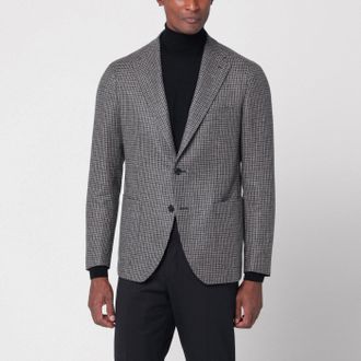 Tagliatore Beige/Grey Houndstooth Double Breasted Jacket