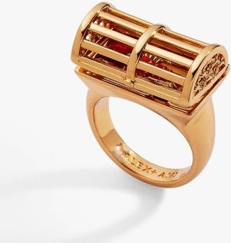Alex and Ani Lobster Boil Hinged Cage Ring in Gold at Nordstrom