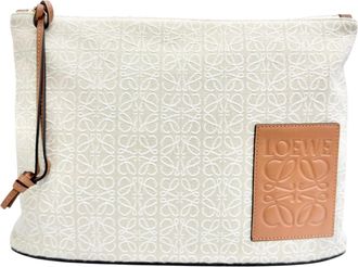 Loewe Beige Brown Leather Clutch Bag Pouch (Pre-Owned)