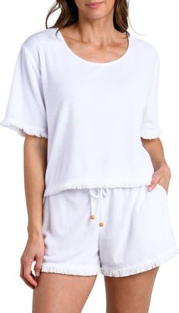 La Blanca Wild Nomad Fringe Trim Cover-Up Shirt in White at Nordstrom, Size X-Small