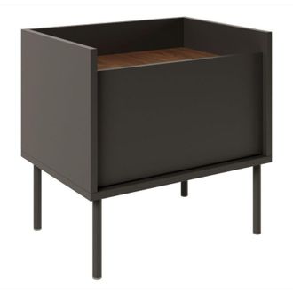 Selsey Selsey Tovi - Comodino a 1 anta, 50 cm, Nero / Effetto Noce