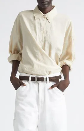 Christophe Lemaire Twisted Silk Blend Shirt in Oat Milk at Nordstrom, Size 12 Us