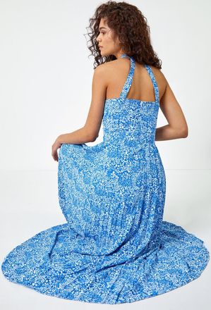 Roman Ditsy Floral Halter Neck Maxi Dress