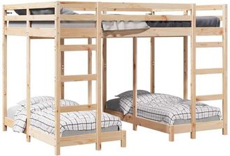 vidaXL Triple Bunk Bed Frame Brown 140 x 200 cm Solid Pine Wood vidaXL
