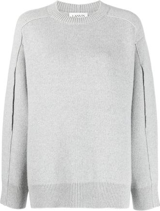 Lanvin round-neck cape-back jumper - women - Wool/Cashmere - S - Grey