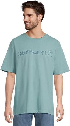 Carhartt Work in Progress Loose Fit Heavyweight Short-Sleeve Logo Graphic T-Shirt Mens T Shirt Summer Blue Heather : SM (Reg), Cotton