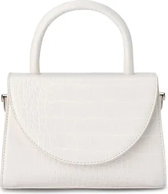 Olga Berg Nadia Croc Embossed Faux Leather Top Handle Bag in White at Nordstrom