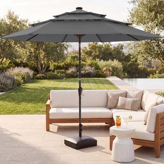 Best Choice Products 10ft 3-Tier Patio Umbrella, Market Sun Shade w/ Tilt Adjustment, Easy Crank