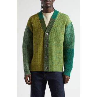 Waste Yarn Project Patti Colorblock M&eacute;lange Cardigan in Tonal Green at Nordstrom, Size X-Large