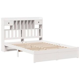 Berkfield Home Decorative Bookcase Bed Frame White 150x200cm King Size Solid Woo