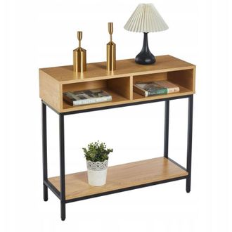 OEM Consola Roble Natural Semimate Con 2 Estantes 80 X 75 X 30cm Furnitex