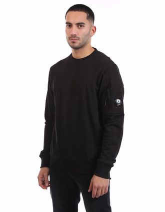 C.P. Company Mens Diagonal Raised Fleece Lens Crewneck Sweatshirt - Black - Size: 44