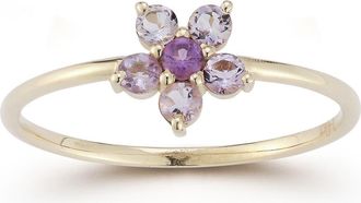 Ember Fine Jewelry 14K Gold Stone Flower Ring in Gold/Rhodolite at Nordstrom Rack, Size 8