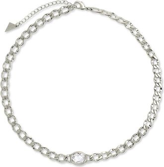 Sterling Forever Rebel Station CZ Curb Chain Choker