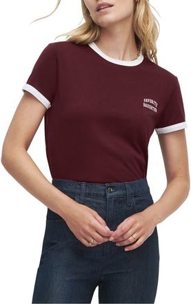 Favorite Daughter Logo Crop Ringer T-Shirt in Burgundy/White at Nordstrom, Size X-Small