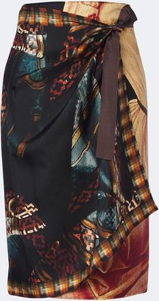 Dries Van Noten Printed silk wrap skirt