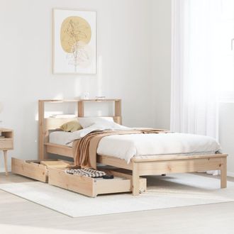 Berkfield Home Bookcase Bed without Mattress 90x190 cm Single Solid Wood Pine in Brown