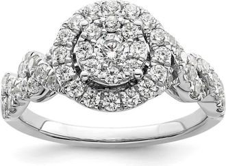Diamond2Deal 14k White Gold Lab Grown Diamond Engagement Ring 1Ct Clarity- VS Color- G-H