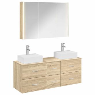 vidaXL Juego De Muebles De Ba&ntilde;o 4 Uds. Roble Sonoma Vidaxl