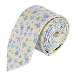 Trafalgar Store Weldon Floral Silk Novelty Necktie in Yellow And Light Blue at Nordstrom