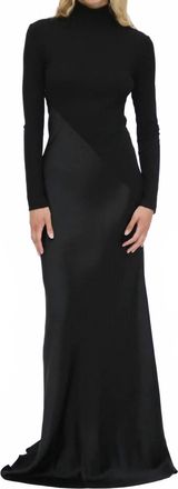 Rosetta Getty Bias Turtleneck Combo Maxi Dress In Black