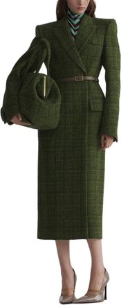 MUGLER Deep Green Tweed-Blend Tailored Coat