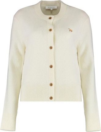 Maison Kitsuné Truien & Vesten, Dames, Beige, M, Wol, Extra Fine Merino Wool Cardigan