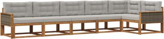 vidaXL Conjunto De Sof&aacute;s De Exterior 6 Uds. Natural Y Gris Claro Vidaxl