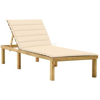 vidaXL Tumbona Con Coj&iacute;n Crema Madera De Pino Impregnada Vidaxl