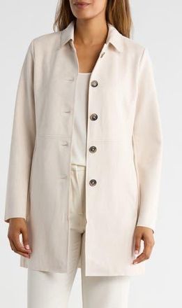 T Tahari Faux Suede Car Coat in Light Stone at Nordstrom Rack, Size X-Large