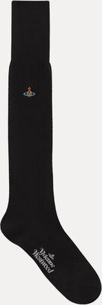 Vivienne Westwood Uni Colour Plain Knee High Socks Cotton Black 6-8 Unisex