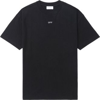 Off-white logo-print cotton T-shirt - women - Cotton - M - Black