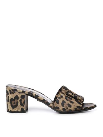 Dolce & Gabbana Leopard Print Leather Mules