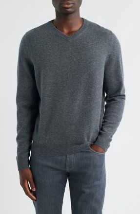Nordstrom Cashmere V-Neck Sweater in Grey Embers Heather at Nordstrom Rack, Size X-Large